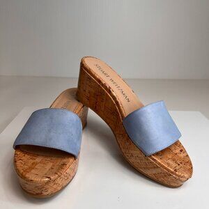 Stuart Weitzman Sandal Women 8.5 Summer Wedge Platform Suede Spain Party Core Go